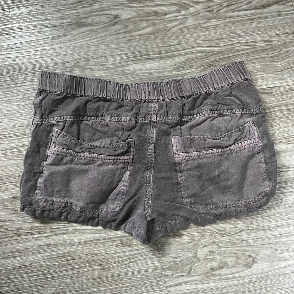 Free People Cargo Mini Skirt XS Gray Linen Blend Utility Drawstring Pockets